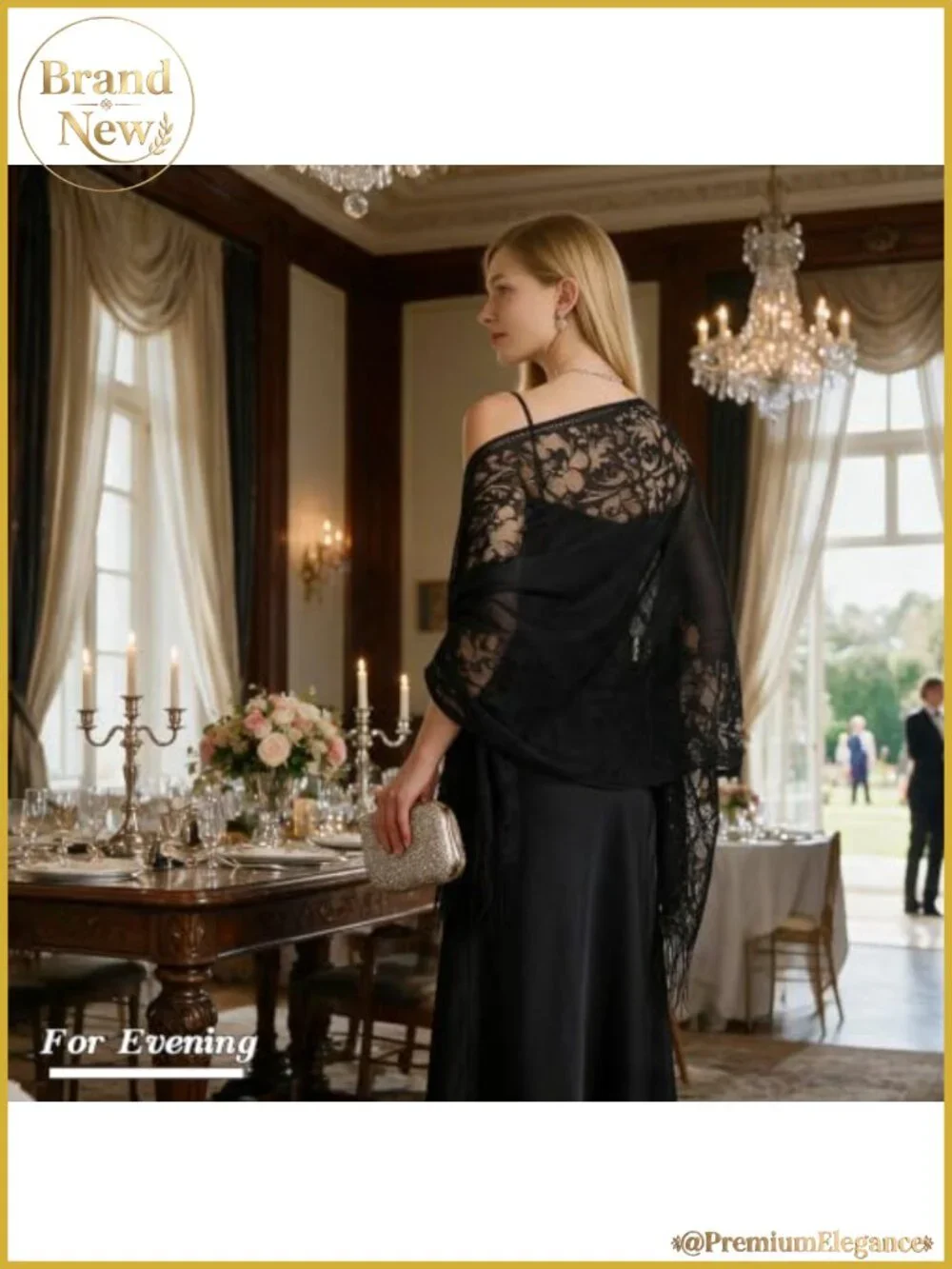 Lace Floral Shawl Wrap for Women Evening Wedding Bridal Scarf